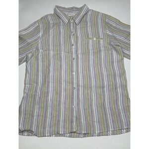 Chadwick's 100% Linen Striped Button Down Shirt Women's‎ Casual Top size 14
